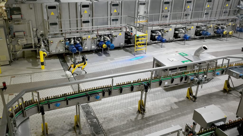 Spot inspects a bottling line