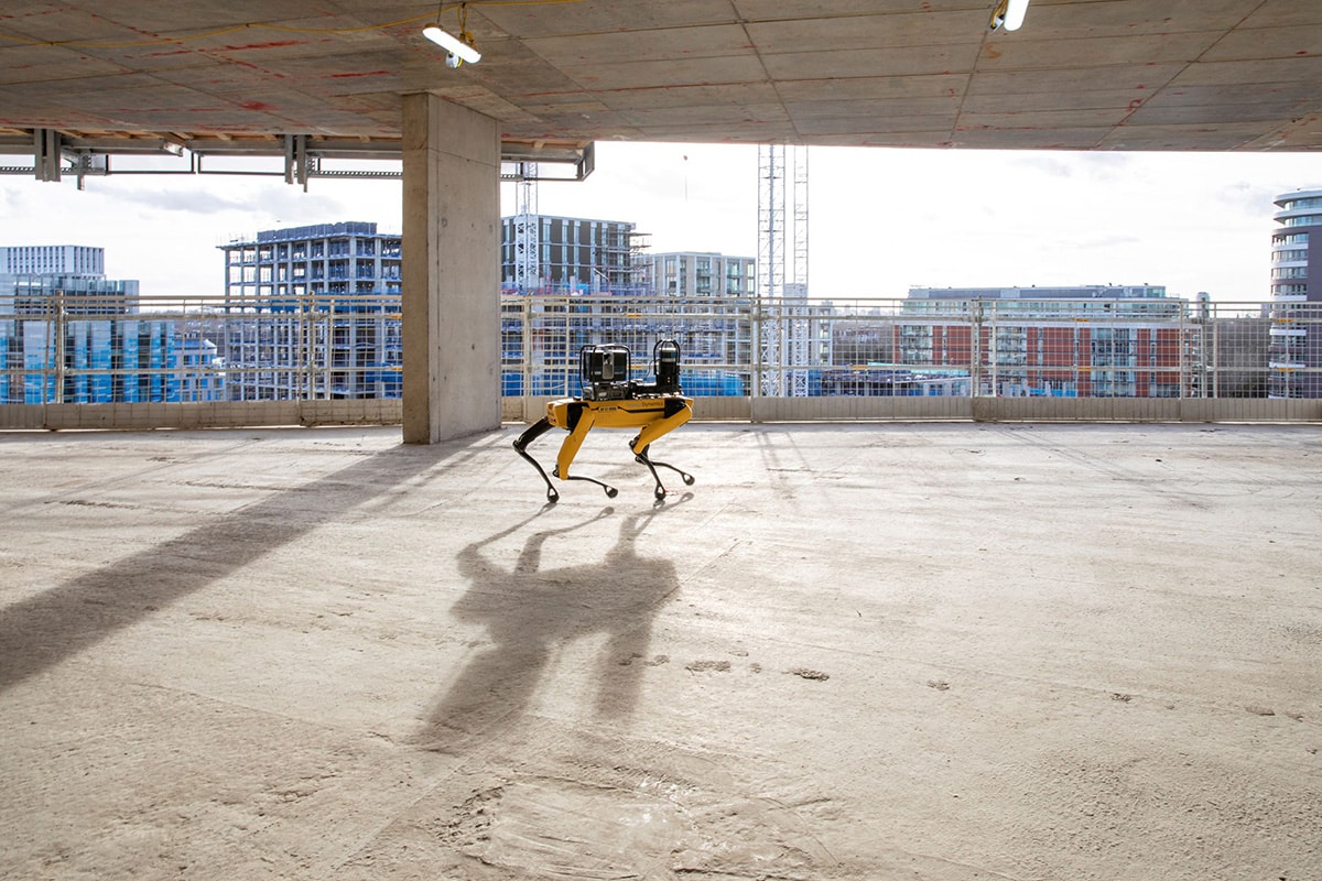 Spot walks through a construction site