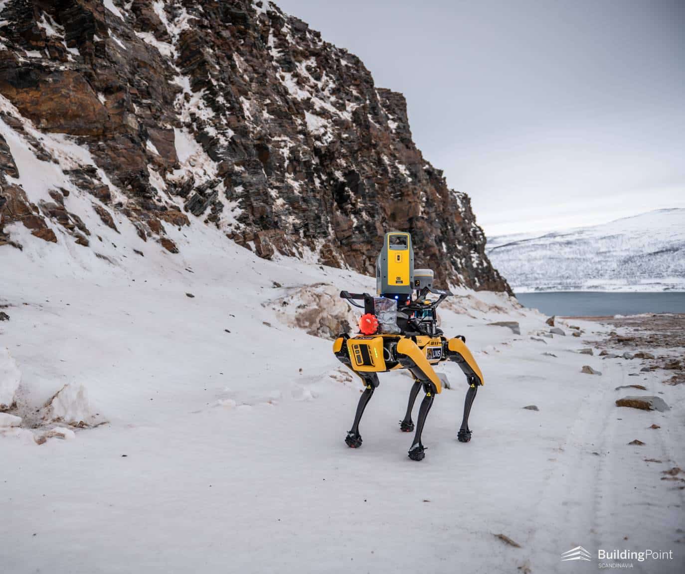 Spot in icy conditions in Norway with a laser scanning payload