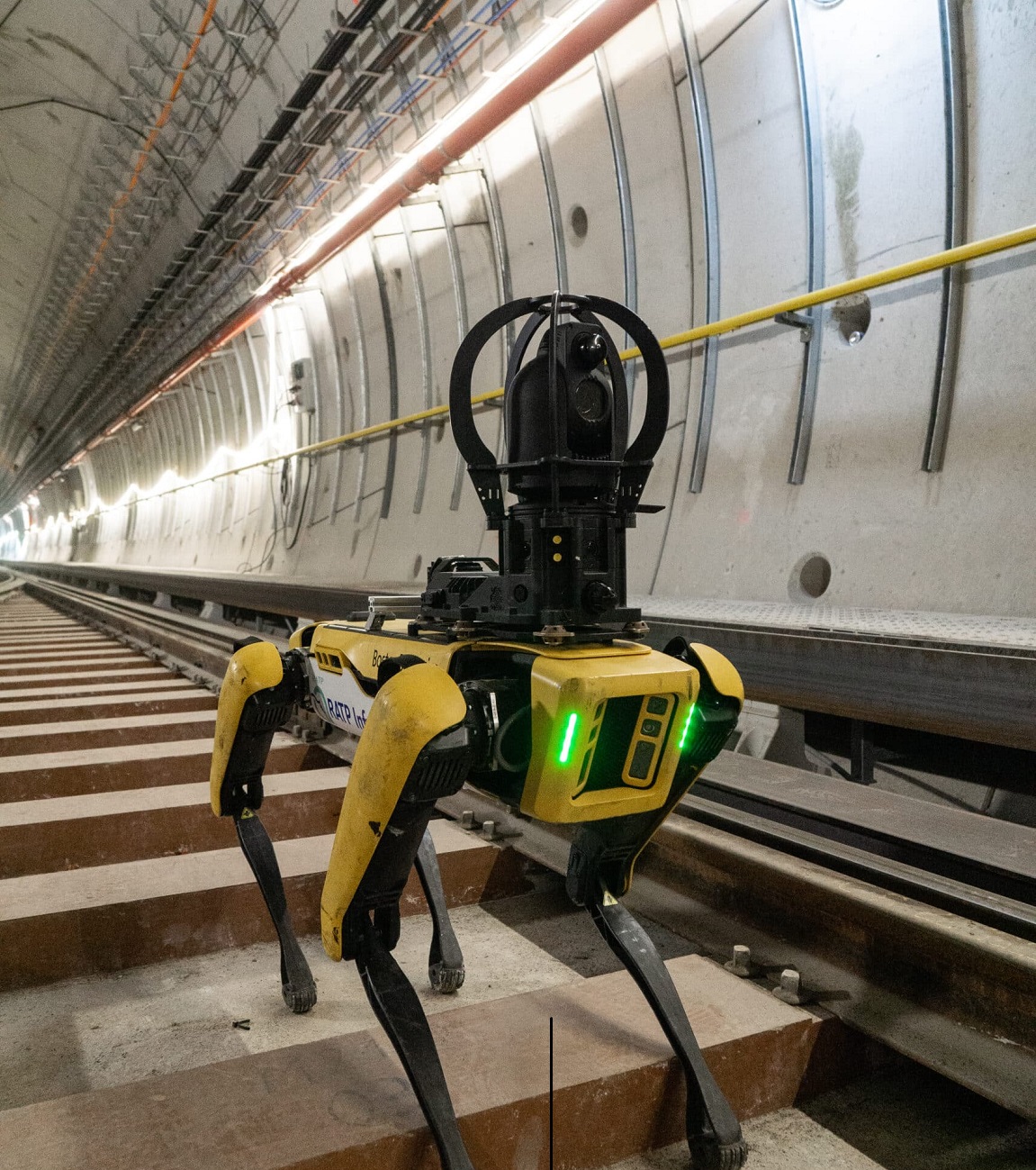 Spot on subway tracks conducting inspections for RATP