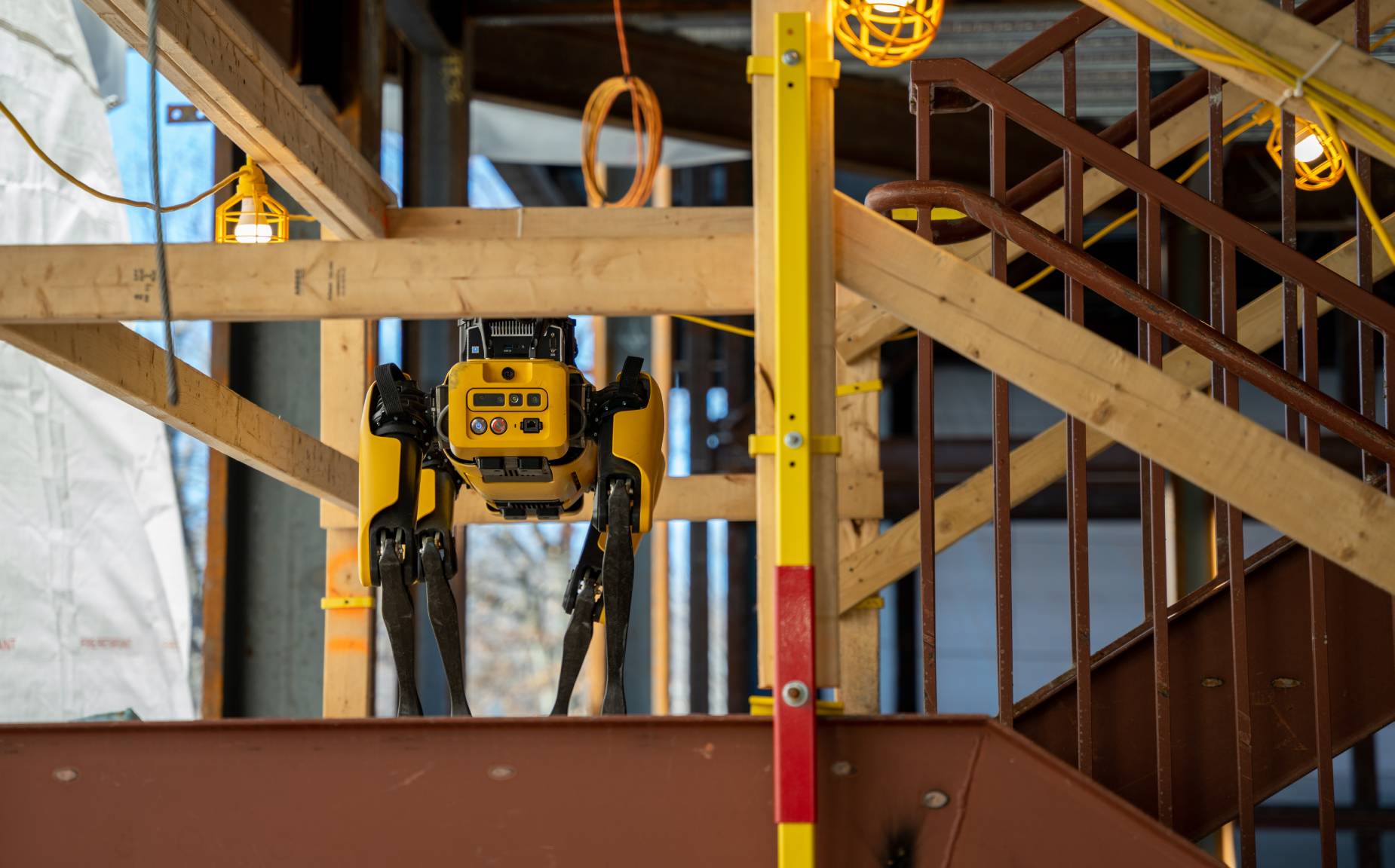 Spot on a staircase on a construction site