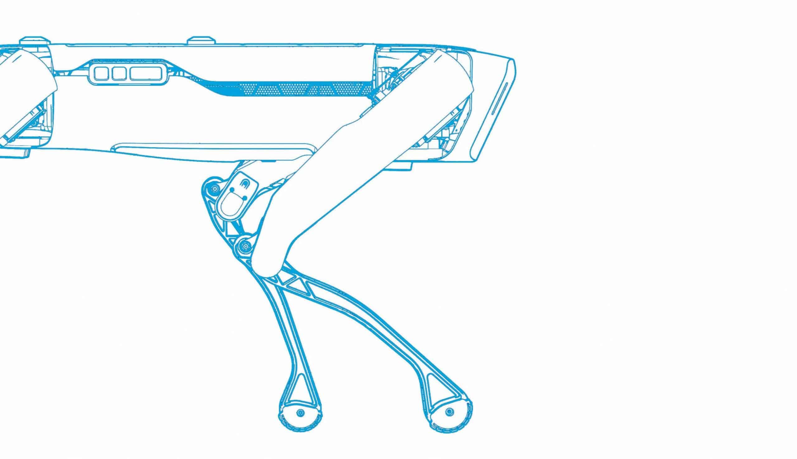 A blue line diagram of Spot